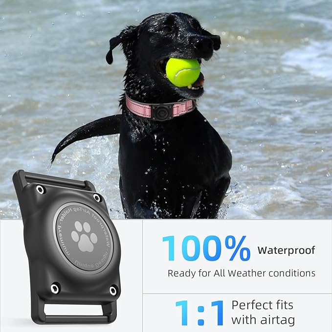 Airtag Dog Collar - 100% Waterproof Air tag Dog Collar Holder for Apple AirTag, Reflective, Soft Padded, Everlasting, GPS Dog Collar for Small Medium Large Dogs (Pink, XL)