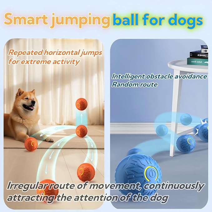 2025 New Interactive Dog Toys Dog Balls,Durable Motion Activated Automatic Rolling Ball Toys for/Small/Medium Dogs(Orange)