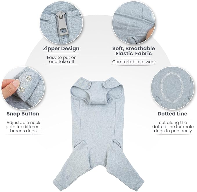 Nanaki Dog Wound Care Shirt, Leg Sleeves to Stop Licking Rear Leg and Abdomen, Surgery Suit for Female Spay, Onesie for Surgery Female, Surgical Recovery Suit Wound Heal Clothes