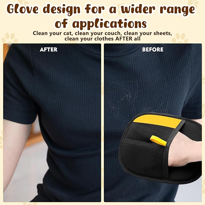 Atsy Pet Hair Removal Glove for Cats & Dogs,Electrostatic Pet Hair Removal Gloves,Reusable Pet Hair Removal Tool,Cat Grooming Gloves for Hair Removal for Couch, Furniture, Carpet, Curtain(2PCS)