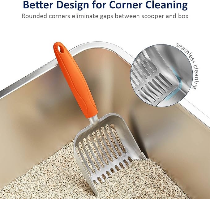 WePet Cat Litter Scoop, Aluminum Alloy Sifter, Kitty Metal Scooper, Deep Shovel, Long Handle, Poop Sifting, Kitten Pooper Lifter, Durable, Heavy Duty, for Litter Box