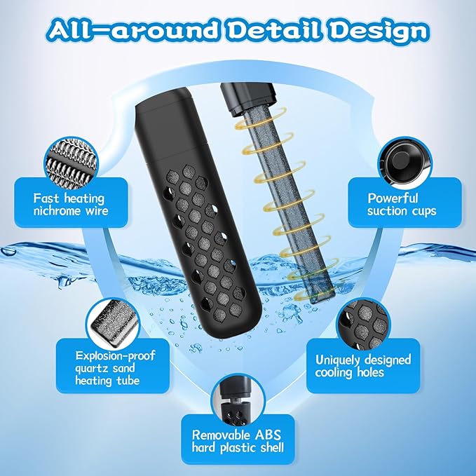 Aquarium Heater, 100W/200W/300W/500W Adjustable Fish Tank Heater with Intelligent Digital LED Controller, Overheating and Out of Water Protection for Freshwater and Saltwater Tanks