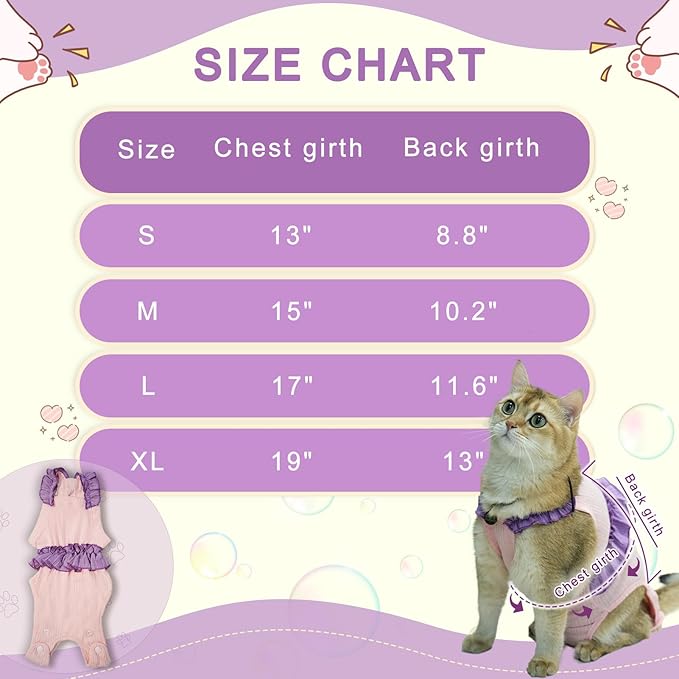 Cat Recovery Suit,Kitten Onesie After Surgery,E-Collar Alternative for Abdominal Wound and Skin Diseases,Soft Breathable Bodysuit After Spay（Beige-XL）