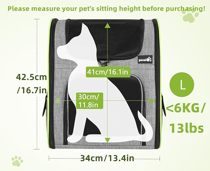 Pecute Cat Carrier Backpacks, Expandable Cat Backpack with Breathable Mesh, Pet Carrier Backpack for Cats Small Dogs Puppies Up to 17 Lbs, Dog Carrier Backpack Great for Travel Hiking Camping Outdoor