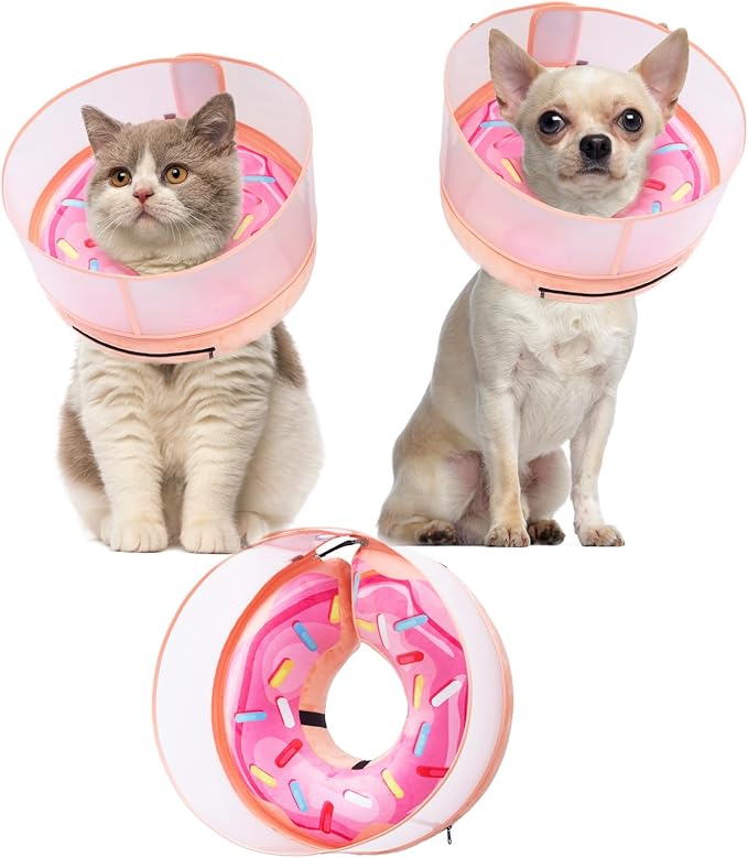 Inflatable Dog Cone Collar with Enhanced Anti-Licking, Soft Neck Donut for Dogs Cats, Recovery Pet Cone Collar After Surgery for Large Medium Small Dogs (Donut Pink2, Medium)