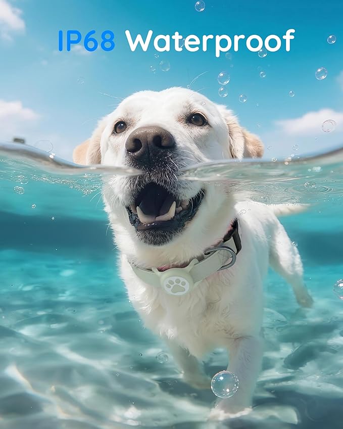 IP68 Waterpoof Dog Airtag Holder, Stretchy Silicone Full Body Covered Apple Air Tag Holder for Dog Cat Collar Fit All Width Collar (Luminous, 1 Pack)