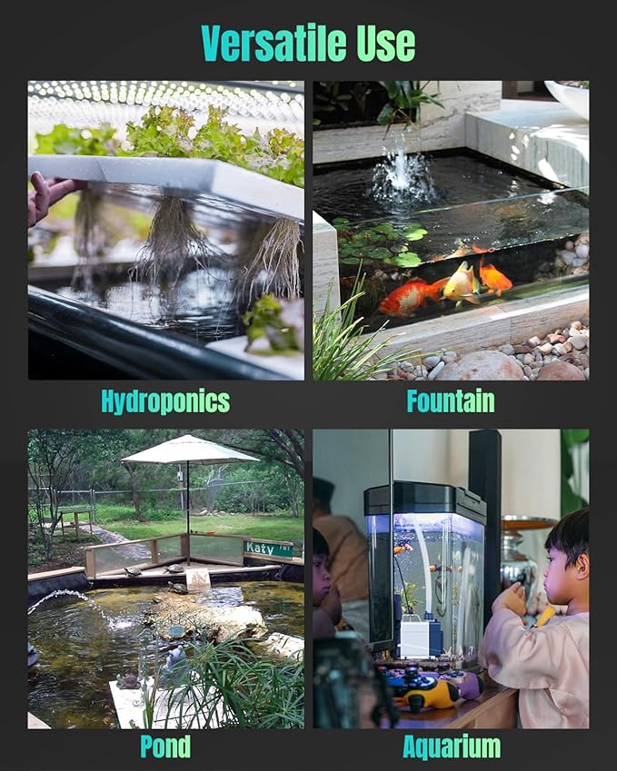 Pawfly 1060 GPH Fountain Pump, 85 W Submersible Water Pump with 14.8 ft. High Lift and 3 Nozzles, Quiet Water Fountain Pump for Aquarium Fish Tank Waterfall Pond & Hydroponics