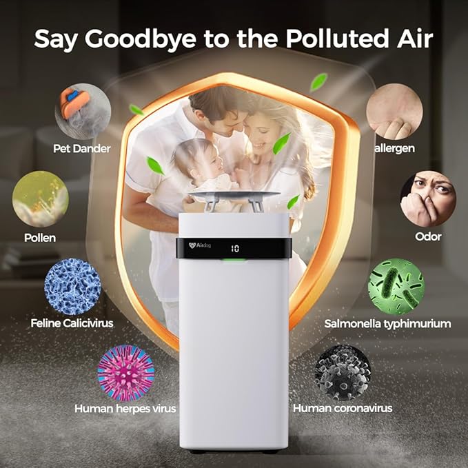 Airdog X5 Pet Air Purifier – TPA Technology Up to 20X More Effective than HEPA, Ideal for Rooms Up to 1614 sqft - Washable Filter and Whisper Quiet
