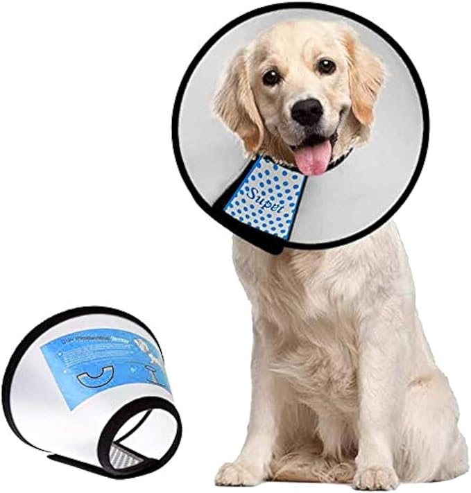 Supet Dog Cone Collar Adjustable After Surgery, Comfortable Pet Recovery Collar & Cone for Large Medium Small Dogs, Elizabethan Dog Neck Collar Plastic Practical