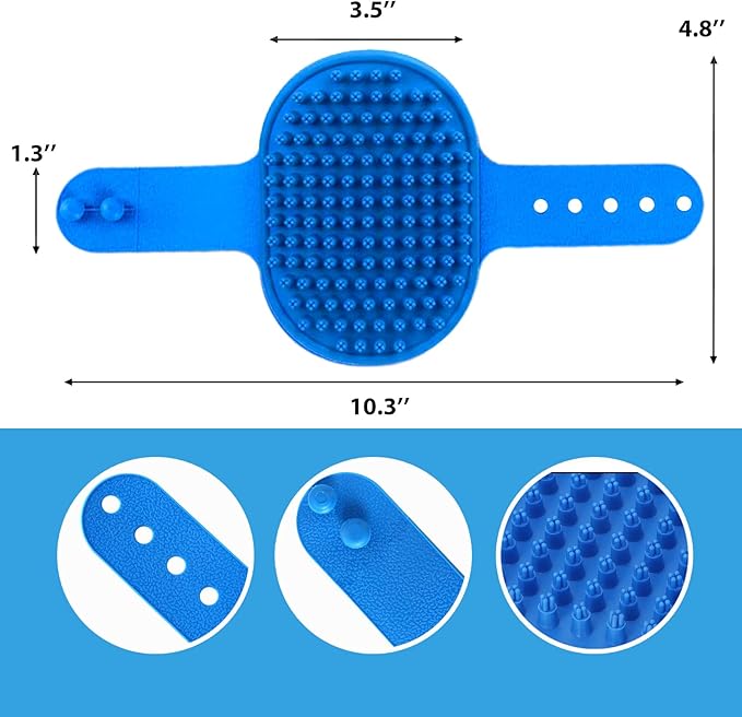 Ultra-Soft Pet Grooming Brush with Adjustable Ring - Ideal for Dogs & Cats of All Hair Types - Bath, Shower & Massage Tool (Blue, 1-Pack)