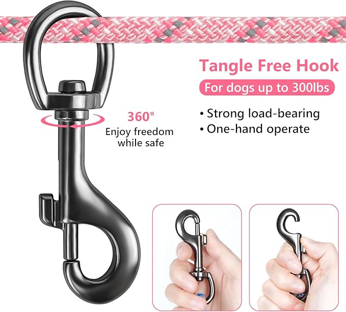 Tresbro Dog Camping Leash, 50ft/75ft/100ft Trolley System for Dogs up to 300lbs, Portable Lightweight Dog Runner Lead for Yard, Reflective Tie Out Cable for Camping, Courtyard, Park, Outside