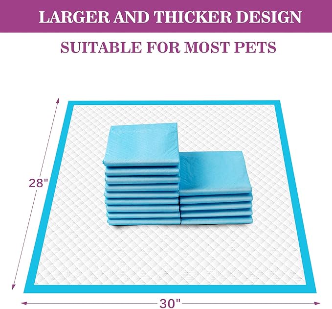 IMMCUTE Large Dog Pee Pads 28"x30"-50 Count | Large Puppy Pee Training Pads Super Absorbent & Leak-Proof | Disposable Pet Piddle and Potty Pads for Puppies | Dogs | Doggie