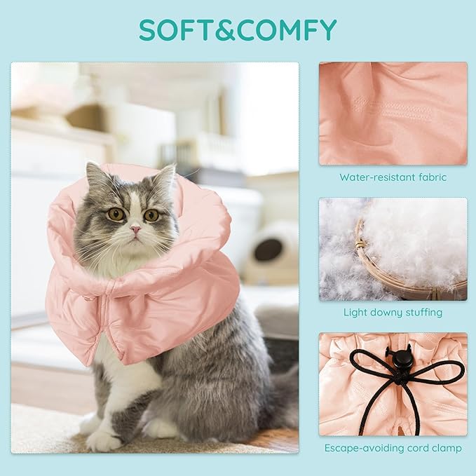 Cat Recovery Collar, Soft Adjustable Cat Cone Alternative, Lightweight Waterproof Fasteners Collars for Cats Kittens Puppies, After Surgery Stop Licking and Daily Use (Orange Pink, M(Neck7.9-13.8"))