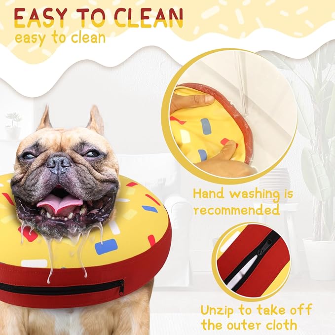 Supet Inflatable Cone Collar Alternative After Surgery, Neck Donut for Recovery, Soft E-Collar for Neuter - Small Medium Large Dogs