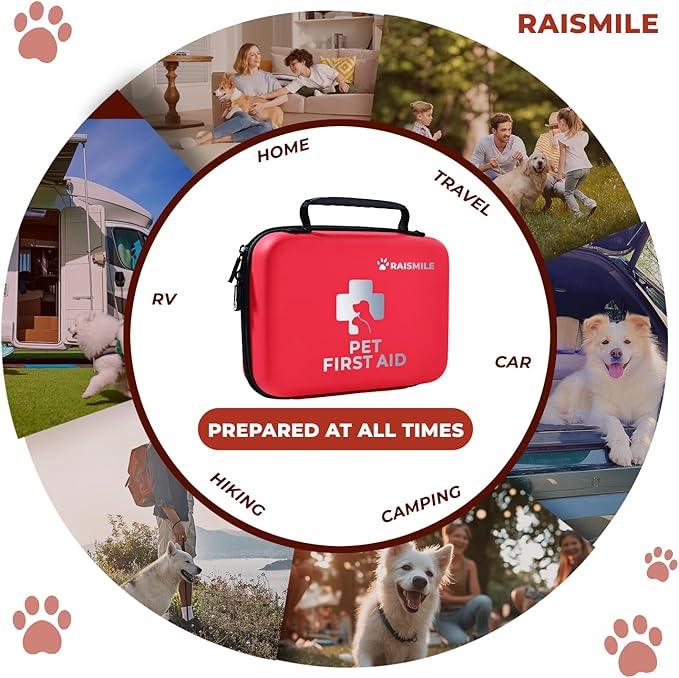 Dog First Aid Kit, Pet First Aid Supplies for Treat Dogs & Cats in an Emergency, Ideal for Use at Home, Outdoors, Traveling
