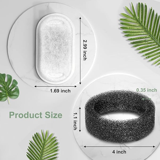 Cat Water Fountain Filters, Compatible with Stainless Steel Pet Fountain 8 Filters with 8 Sponges Replacement Filters for Cat Fountain (8 Filters& 8 Sponges)