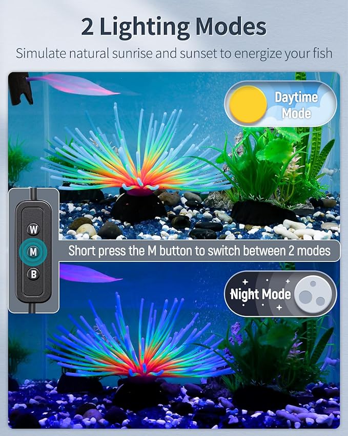 Pawfly 14W Aquarium LED Light for 18 to 24 Inch Fish Tanks Extendable Fish Tank Light with Full Spectrum Brilliant White Blue Red Lights with Daytime & Night Modes and Adjustable Brightness