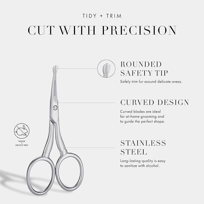 Tweezerman Pet Grooming Scissors, Stainless Steel Rounded Tip Trimming Shears for Dogs and Cats