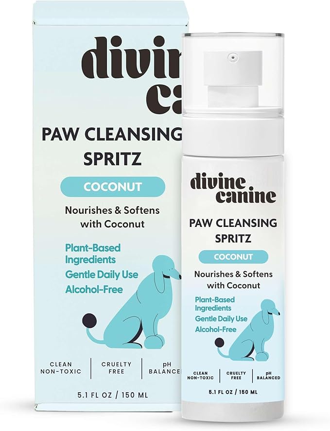 Dog Paw Cleaner - 5.1 Fl Oz of Alcohol Free Paw Cleansing Spray - Made with Coconut, Aloe, Copaiba Oil, and Lemongrass Oil to Nourish and Clean Paws - Made in The USA