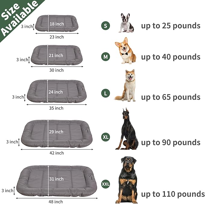 KHONSU PET Durable Dog Bed Tough and Tear Proof Dog Crate Bed, 800lbs Tear Strength PVC-Backed Waterproof Ped Bed Mat Indoor & Outdoor Use for Dogs up to 110 lbs