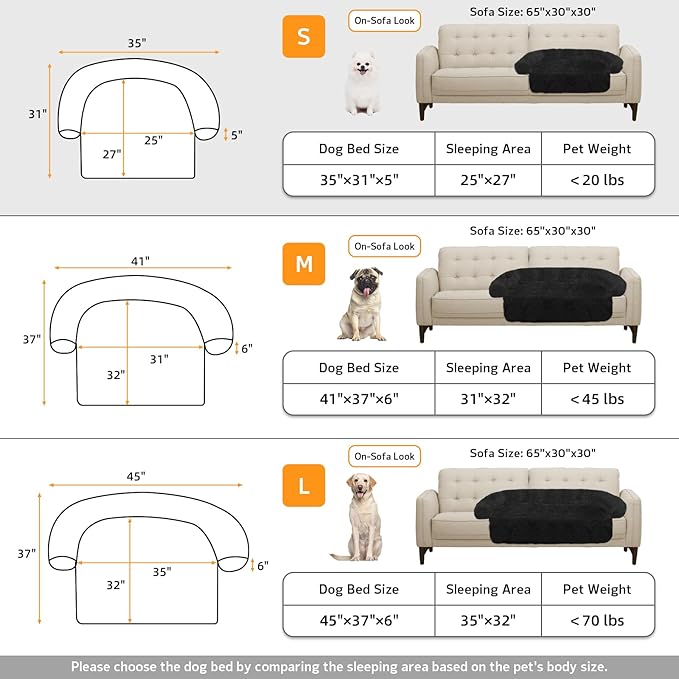 GGIB Calming Dog Bed Fluffy Plush Dog Mat for Furniture Protector with Removable Washable Cover for Large Medium Small Dogs and Cats (Small,Black)