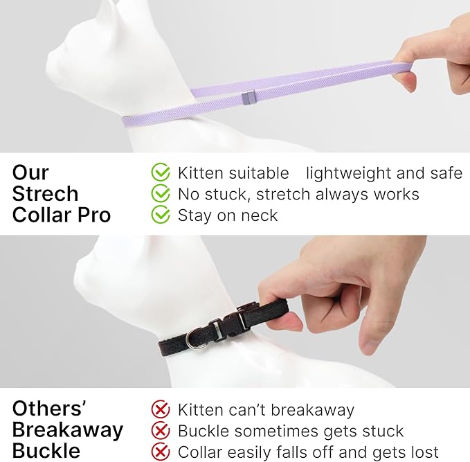 Safety Cat Collar Pro, Lightweight Elastic Release Non Breakaway Cat Collar Adjustable with Snap Fastener for Kitten All Small Large Cats, US IDA Gold Award (Alpine Green, S 5.9-11.8")