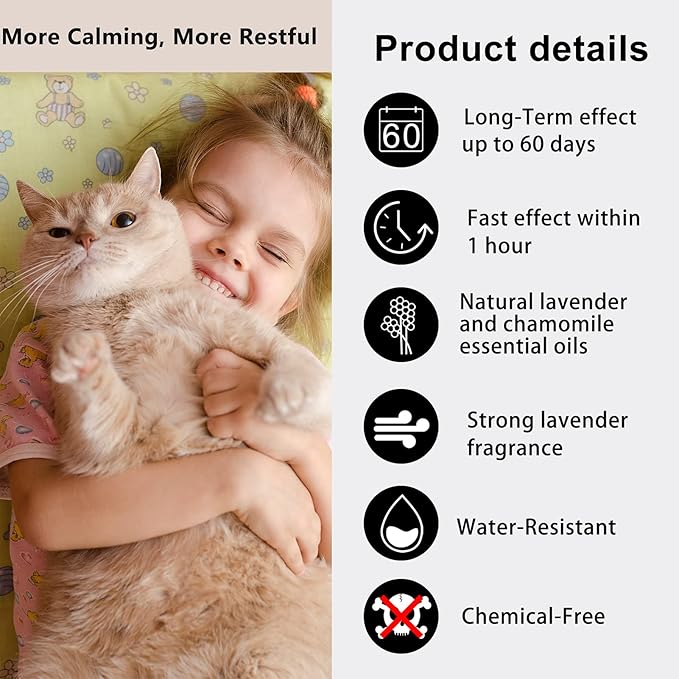 Wustentre 3 Pack Adjustable Anxiety Collar - Cat Calming Pheromones for Cats & Kittens, Stress Reliever - Relaxing Comfortable Collar (Violet)