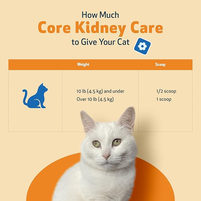 Pet Wellbeing Core Kidney Care for Cats - Daily Phosphate Binder, Supports Healthy Kidney Function with FOS, Chitosan, Probiotics - Veterinarian-Formulated 5.08 oz (144 g) Powder