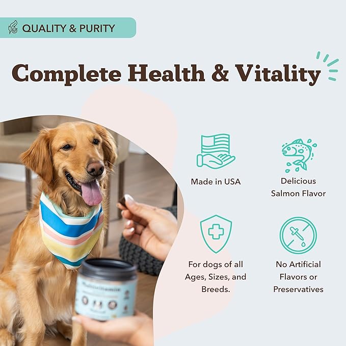 Natural Dog Company Vet Strength Multivitamin Chews for Dogs – Glucosamine, Omega-3 & Biotin for Dogs, Skin & Coat Health, Digestive Health, Immune Support Supplement, Advanced Formula, 90 cnt