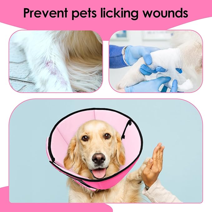 Small Dog Cone Collar, Adjustable Soft Dog Cone for Small Dogs to Stop Licking, Breathable Pet Recovery Cone for Small Male Female Dogs, Pink S