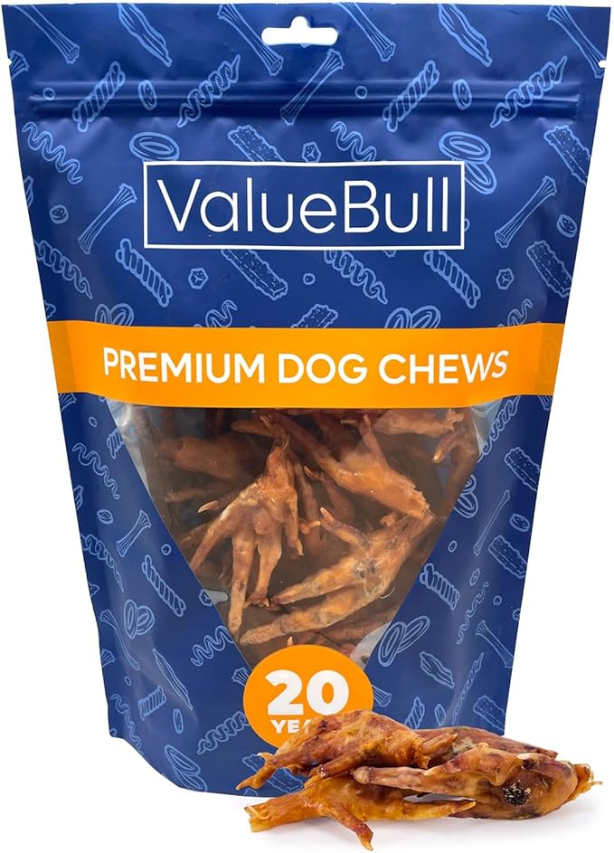 ValueBull Chicken Feet for Dogs, 25 Count - All Natural Dog Chew, Hip and Joint Chew, Single Ingredient Dog Treat
