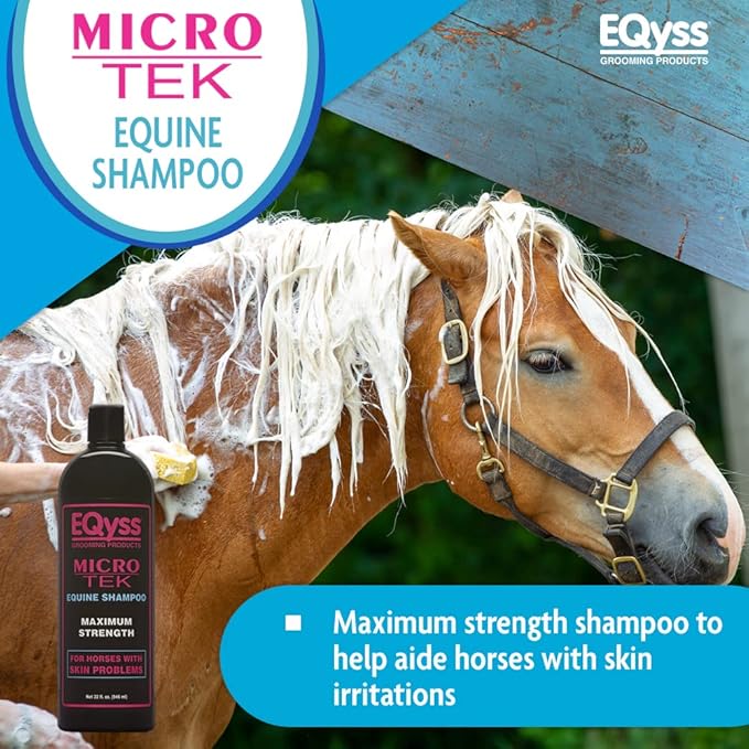 EQyss Micro-Tek Equine Itch Relief Shampoo - Soothes Irritated Skin, Stops Itching, Scratching, Rubbing - for all Horses, Ponies, Mares, Foals (32 oz)