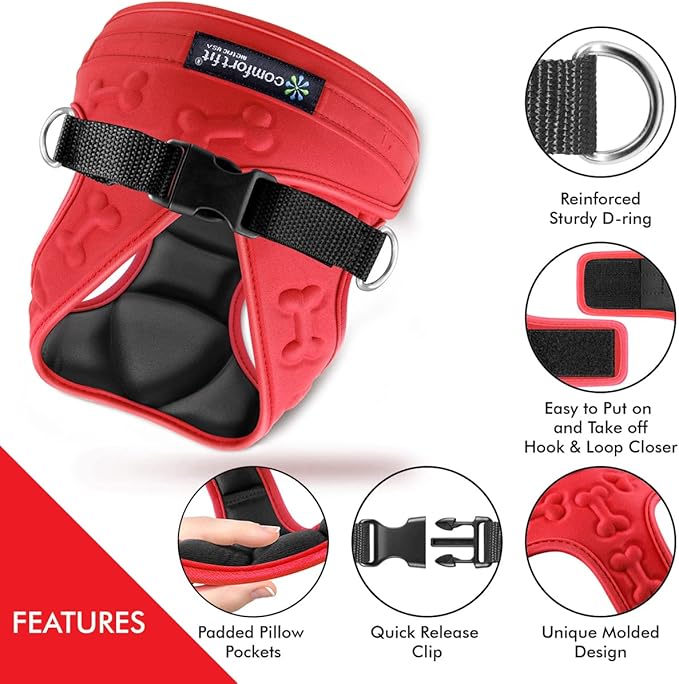 Comfort fit All Weather Step-in Dog Harness - Adjustable Small Dog Harness Medium Sized Dogs - Soft Padded Easy Walk Dog Vest Harnesses