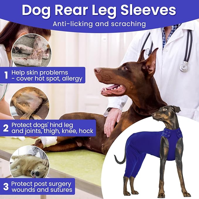 Nanaki Dog Wound Care Shirt, Dog Leg Sleeve To Stop Licking Rear Leg And Abdomen, Doggy Surgery Suit Female Spay,Doggy Onesie For Surgery Female Male, Pet Surgical Recovery Suit Pet Wound Heal Clothes