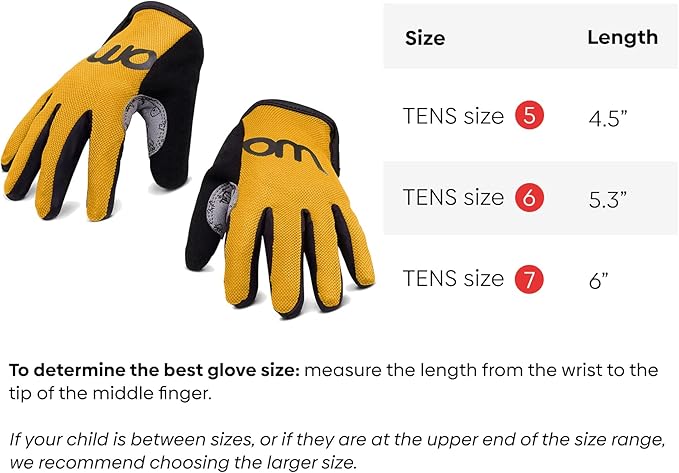 woom TENS Bike Gloves, Child’s & Youth Bicycle Full Finger Protection with Grip for Road Cycling & Mountain Biking (Boys & Girls)