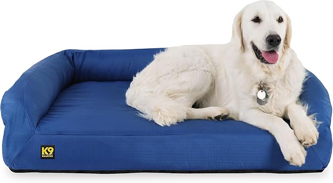 K9 Ballistics Tough Orthopedic Large Bolster Dog Bed - Washable, Durable and Water Resistant Dog Bed - Made for (L) Large Big Dogs, 40"x34", Blue Quartz