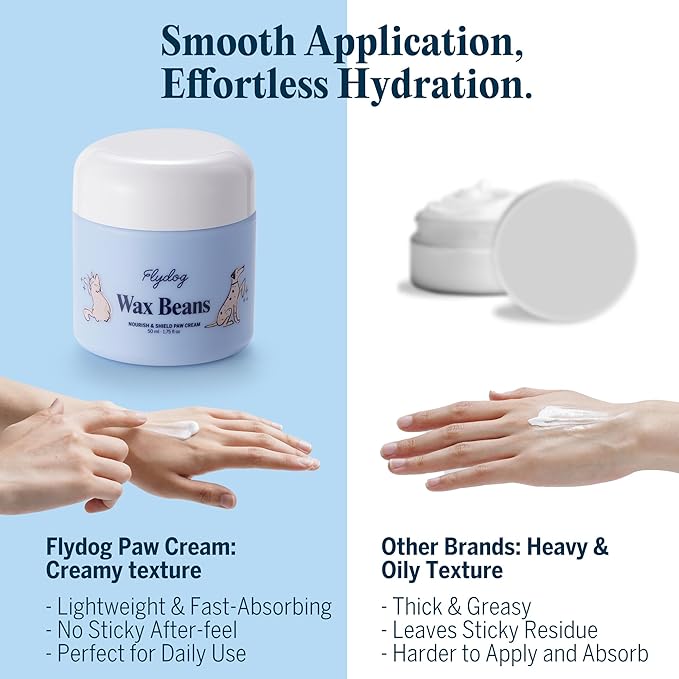 Flydog Wax Beans Fragrance-Free Pet Paw & Nose Balm Cream – Moisturizing, Soothing & Repairing Dry, Cracked Pads for Dogs, Cats & Small Animals, Avocado Oil Multi-Purpose Paw & Nose Protector, 50ml