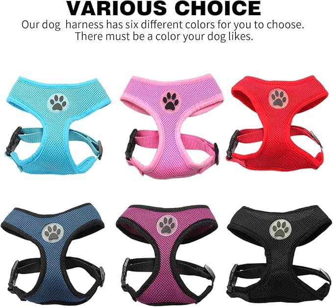 BINGPET No Pull Dog Harness - All Weather Mesh Step-in Vest for Small Dogs, Breathable Mesh Puppy & Cat Harness, Red, X-Small