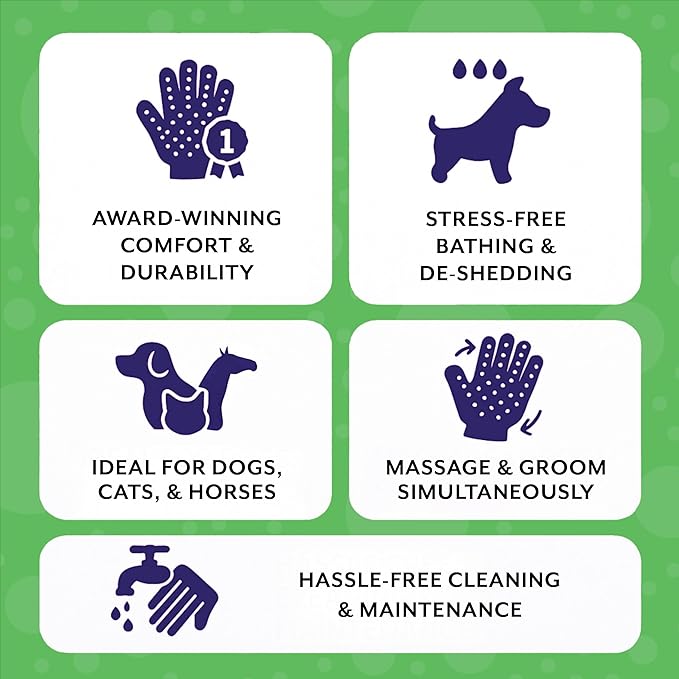 H HANDSON Pet Grooming Gloves - Patented #1 Ranked, Award Winning Shedding, Bathing, & Hair Remover Gloves - Gentle Brush for Cats, Dogs, and Horses (Grey, X-Large)
