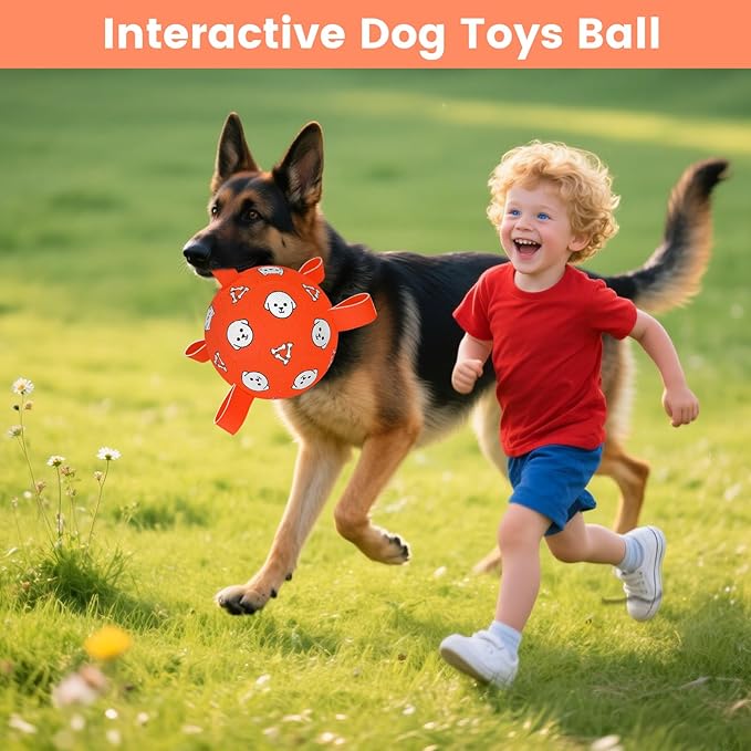 Dog Toys Soccer Ball with Straps, Durable Dog Balls, Interactive Dog Toys for Tug of War, Floating Water Puppy Toys for Indoor/Outdoor – Fun Dog Birthday Gift for Small Medium Dogs, 6 Inch