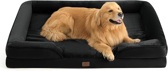 Bedsure XXL Orthopedic Dog Bed for Extra Large Dogs - Washable Giant Dog Cat Bed Waterproof, Comfort Dogs Couch Sofa with Washable Removable Cover, Pet Bed with Nonskid Bottom, Black, 52"