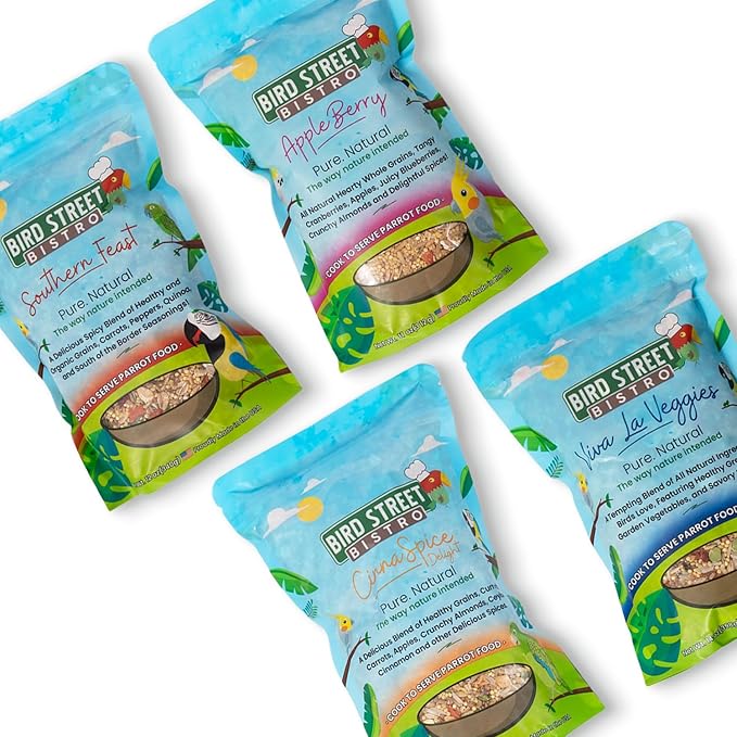 Parrot Food Sample Pack Cooks in as Little as 3 to 15 min | All Natural & Organic Grains and Legumes, Healthy Fruits, Vegetables, and Spices - No Fillers or Additives