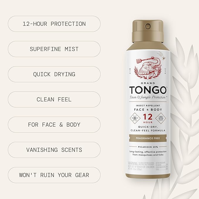 Fragrance Free Insect Repellent, 12-Hour Mosquito & Tick Protection, Picaridin-Based, Water-Based, Lightweight, Quick-Drying, DEET Alternative, Face & Body Use, 3 Pack
