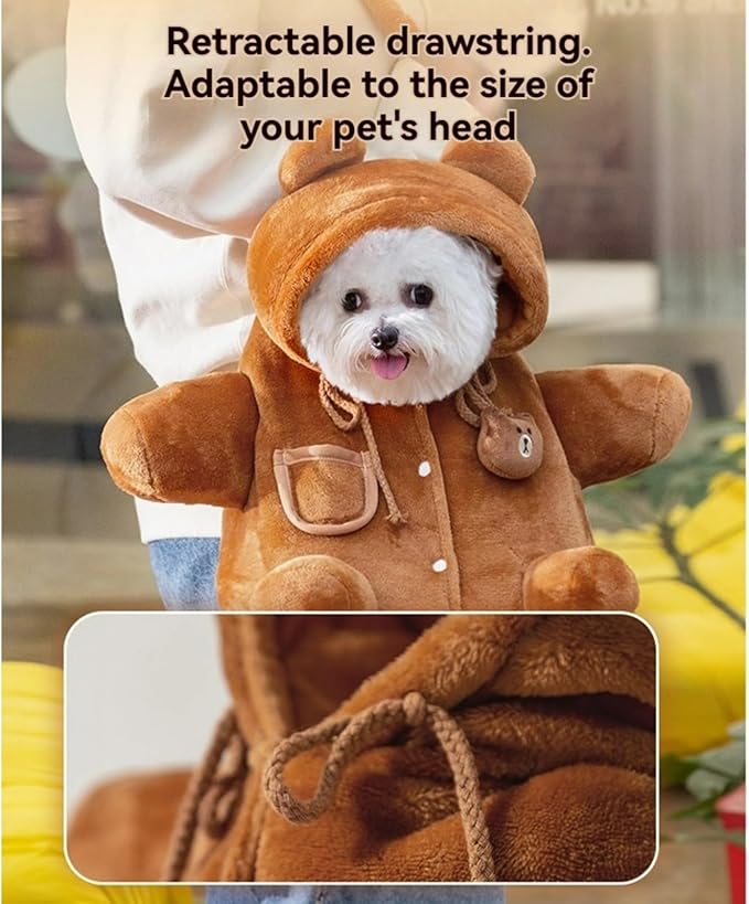 Cat Puppy Costume Winter Warm Outing Backpack Cute Bear Bee Design Anti-Escape Bag for Kitten Cat Small Dog (bee,Small)