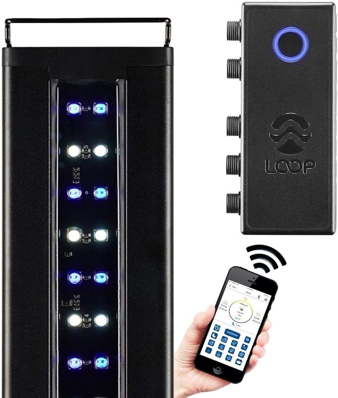 CURRENT USA 18-24" Inch Orbit Marine IC Loop LED Saltwater Reef Marine Aquarium Light with Bluetooth App Control | Wireless Lighting & eFlux Wave Pump Control for Fish Tank (4204)