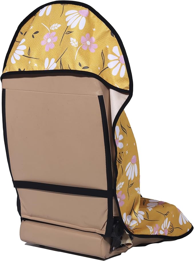 Car Seat Cover Protector Front Seats,for Gym Workout,Running,Swimming,Beach and Hiking,Waterproof Sweat Towel Bucket Seat Covers for Cars SUV Trucks (Chamomile and Yellow, 1Pcs)