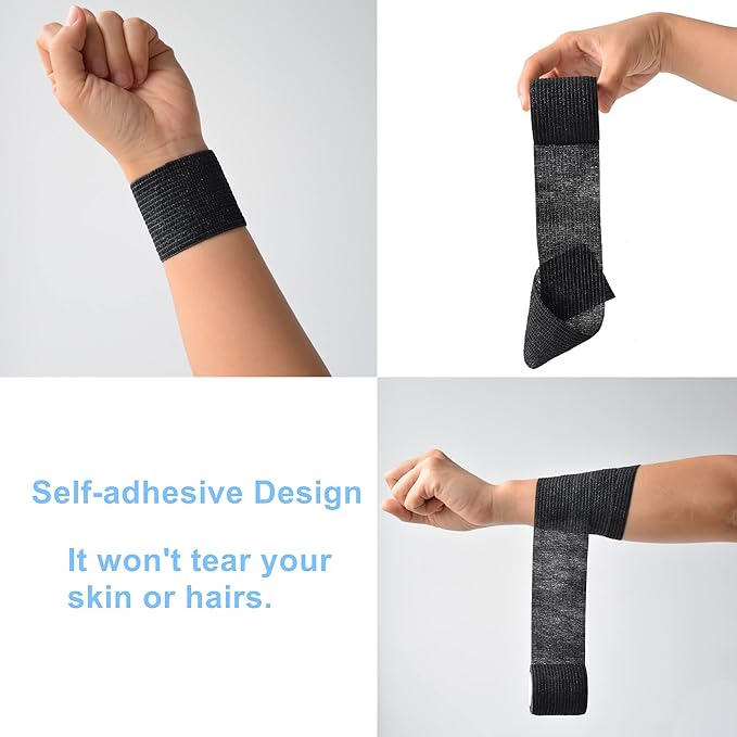 9 Pack 2" x 5 Yards Self Adhesive Bandage Wrap Self Stick Wrap for Ankle, Wrist, Finger, Sports, Breathable Cohesive Vet Tape for Pets (Skin Color)