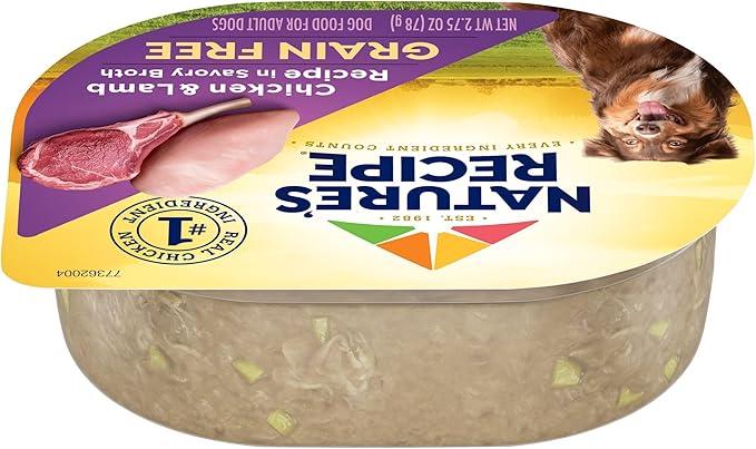 Nature's Recipe Grain Free Chicken & Lamb Recipe in Savory Broth Wet Dog Food, 2.75 oz. Cup, 12 Count