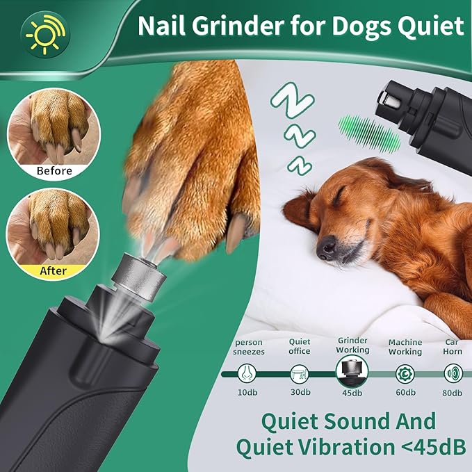 2-in-1 Dog Nail Clippers & Cat Nail Clippers Trimmers for Large Medium Small Dogs Cats Claw Trimmer Quick Sensor and Safety Guard USB Rechargeable with 2 LED Lights Dogs Nail Trimmer