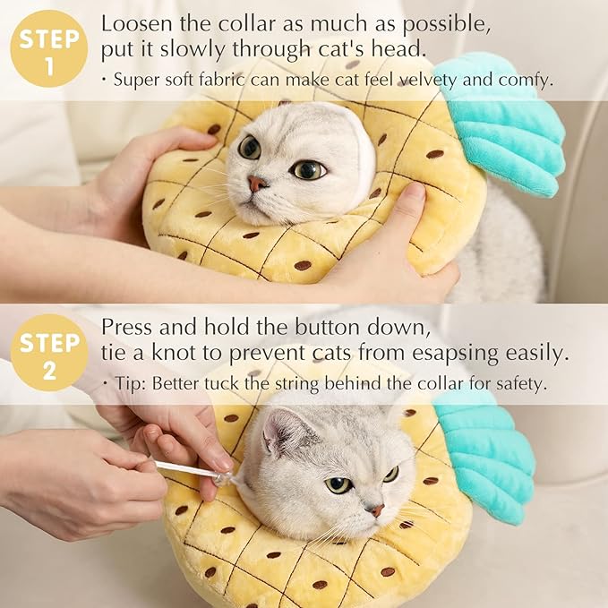 ANWA Adjustable Cat Cone Collar Soft, Cute Cat Donut Collar After Surgery, Kitten Recovery Cones to Stop Licking